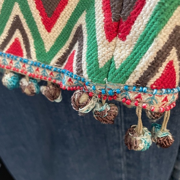 Alice + Olivia Beta Crop Wide Leg Blue Jean Embroidery Sequins Tassels Size 28 - Picture 9 of 15